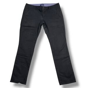 American Eagle Womens Chinos Khaki Pants Straight Leg Stretch Black Size 14